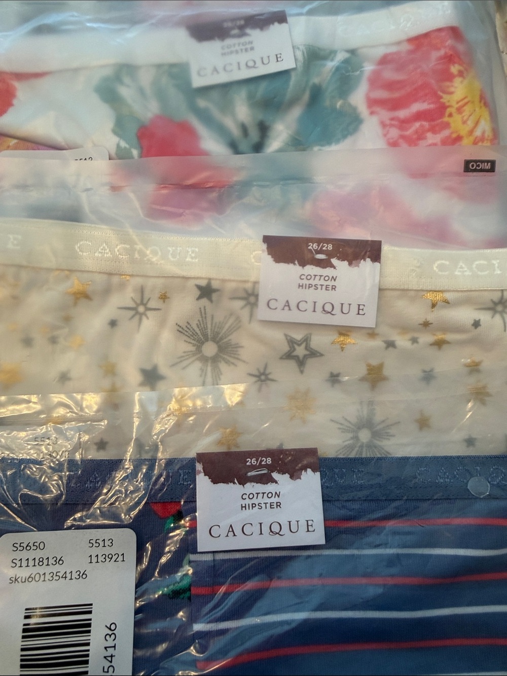Cacique Assorted Floral, Navy, Black & White  Panties - Multi - Picture 2 of 5
